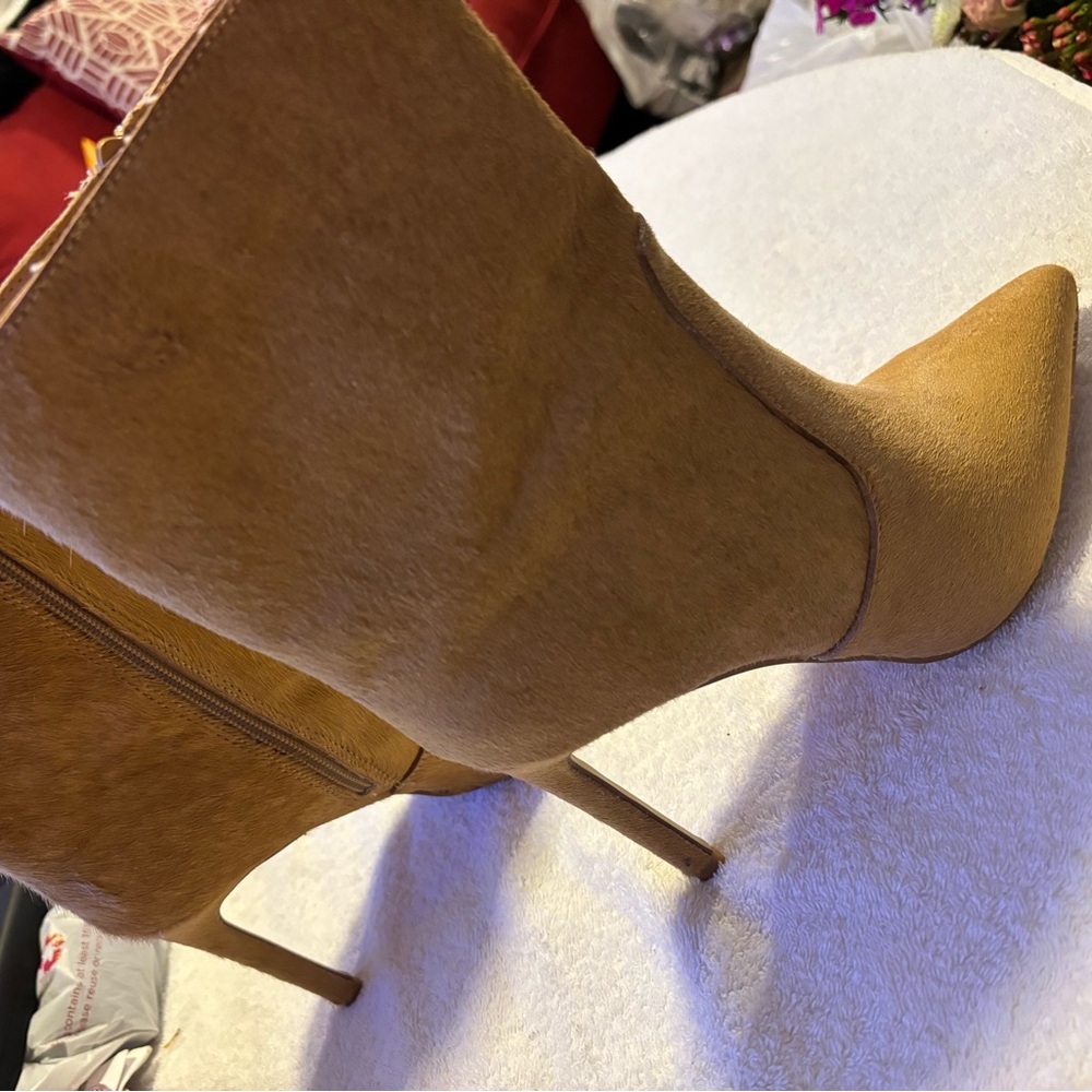 Almost Brand New Calf Fur Ankle Boots By EXPRESS - Heel Height 4 Inches - box 22